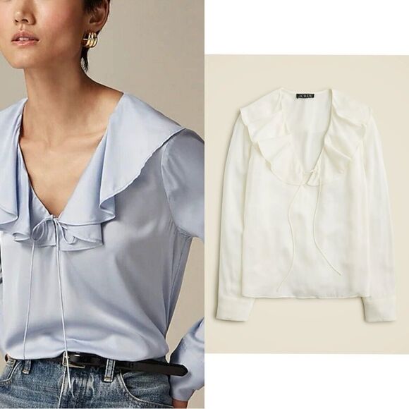 NWT J CREW Goldie top in satin in IVORY - Picture 1 of 9